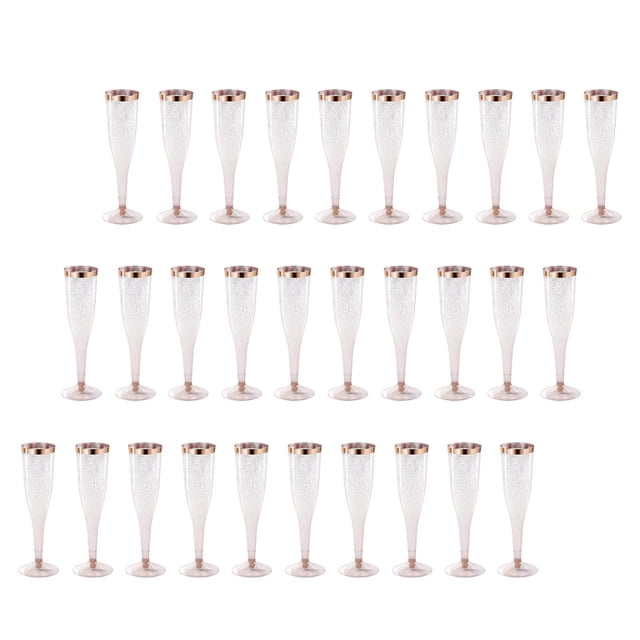 Paquete de 30 vasos desechables de plástico con para copas de champán para , suministros para fiestas - oro and rosa Oro rosa