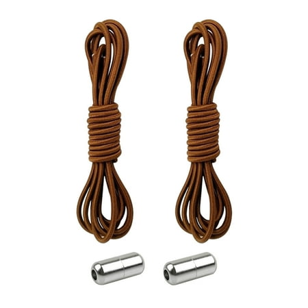 Shoelaces Elastic Buckle Type Shoelaces Metal Lock Sneakers Shoes Laces  Brown