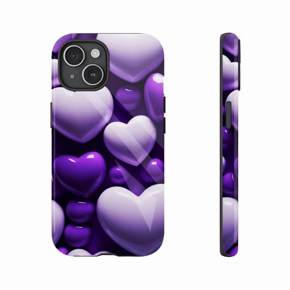 Purple Heart Design iPhone Case for Valentine’s Day & Self Love Compatible with iPhone 11/12/13/14/15/16 (Pro Max/Plus)