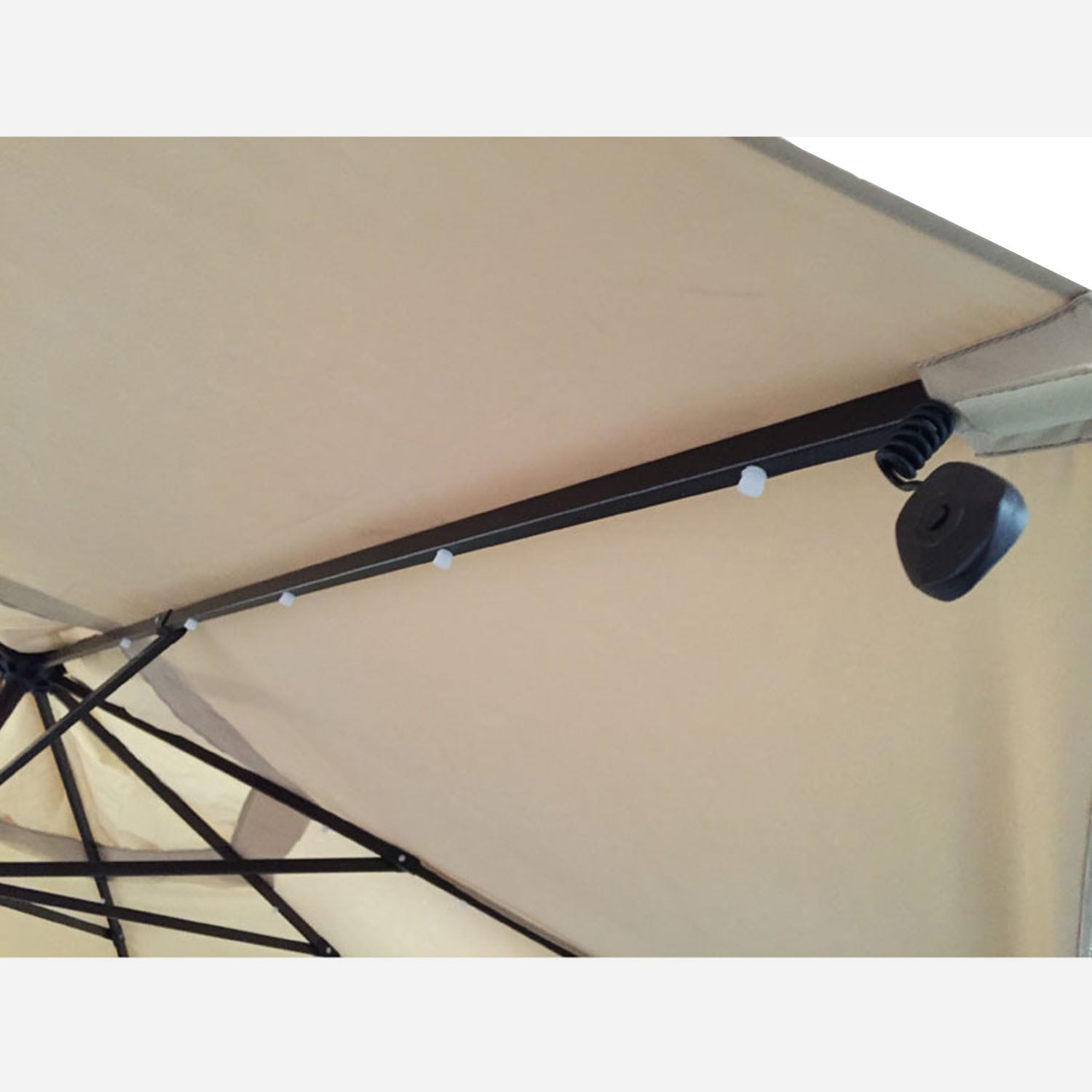Hampton Bay 11 Ft Solar Offset Patio Umbrella In Cafe Ideas Garden Winds Replacement Canopy Top For Hampton Bay Solar Offset 11 Ft Led Patio Umbrella