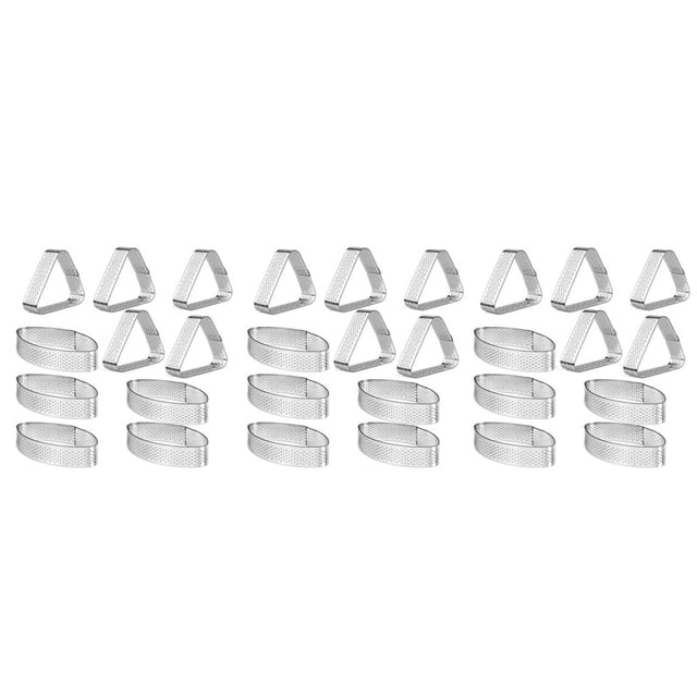 3X Moule à Gâteau en Forme de Bateau & Triple Coin en Acier Inoxydable Tour Perforée Mousse