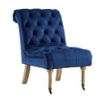 thumbnail image 2 of Hakan Navy Velvet Accent Chair - Rolled Back, Caster Front Legs, Tufted Armless, 2 of 9