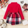 thumbnail image 4 of Felwors Ensemble de Vêtements 2 Pcs pour Filles Manches Longues Rouges Hauts et Jupes pour Enfants Automne Hiver, 4 of 6