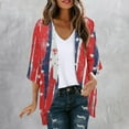 thumbnail image 2 of JURANMO Today Sales! Women's Petite Resort Wear Coverups Swimsuits Light Weight Chiffon Cardigans Floral Print 3/4 Sleeve Kimono Cardigan Cover Up Tops Blue XL, 2 of 6