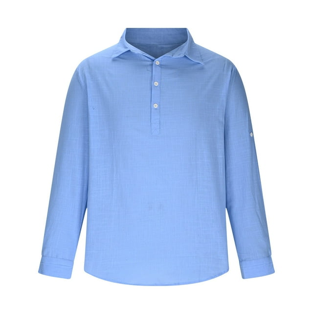 pstuiky hombres de manga larga, Camisa de hombre con botones de un tercio, de playa, de manga larga, de color liso, con solapa, informal, para uso diario. camisetas de hombre l