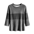 thumbnail image 4 of Cilsoka 3/4 Sleeve Shirts for Women Fall Striped Crew Neck Business Casual Tops Loose Three Quarter Length Work Blouses, 4 of 5