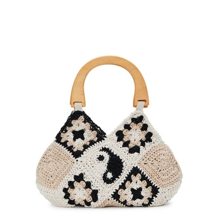 No Boundaries Women&rsquo;s Yin Yang Crochet Top Handle Handbag