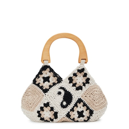 No Boundaries Women’s Yin Yang Crochet Top Handle Handbag