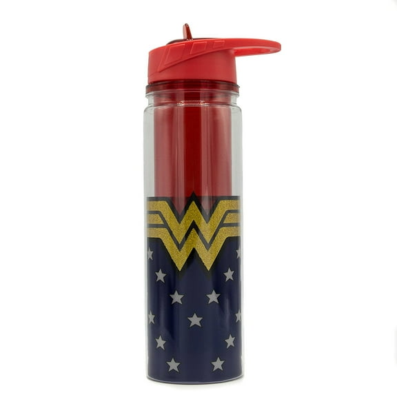 Wonder Woman Logo 550ml Double Walled Tritan Glitter Water Bottle Gal Gadot DC