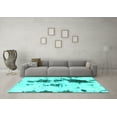 thumbnail image 3 of Ahgly Company Indoor Round Abstract Turquoise Blue Modern Area Rugs, 4' Round, 3 of 4