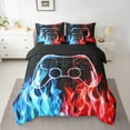 thumbnail image 2 of jejeloiu Teens Gamepad Bedding Comforter Set 7pcs,Modern Gamer Queen Bedding Sets,Blue Red Flame Queen Sheet Sets For Boys Kids,Ultra Soft Home Decor Reversible, 2 of 8