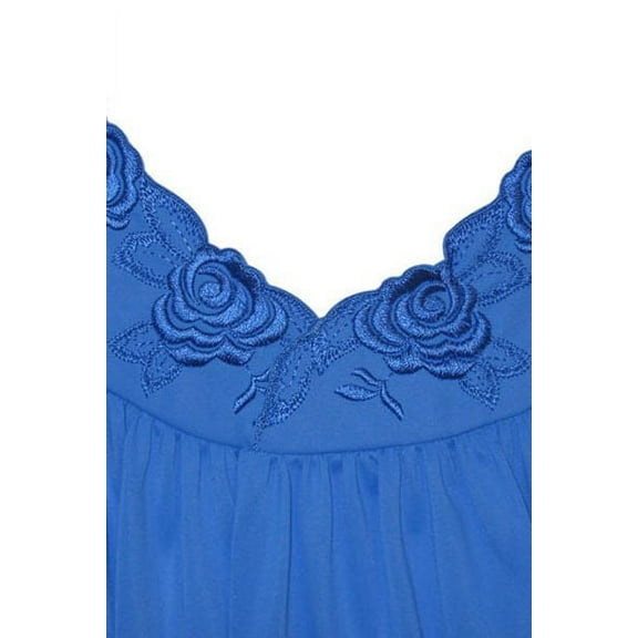 Women's Shadowline 77280 Petals Embroidered Yoke Coat (Sapphire S)