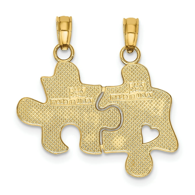 Carat in Karats 14K Yellow Gold Best Friends Break-Apart Puzzle Pieces  Pendant Charm (20.4mm x 23.6mm) 