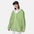 thumbnail image 5 of Kll Green Gingham Print Men'S Women’s Upf 50+ Sun Protection Outdoor Hoodie Jacket Long Sleeve Fishing Hiking Performance Shirt- Xx-Large, 5 of 8