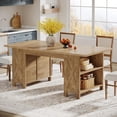 thumbnail image 3 of Tribesigns 63" Farmhouse Dining Table for 2-4, Rectangular Kitchen Dinner Table with Storage, Rustic Brown, 3 of 8