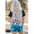 thumbnail image 2 of POGLIP Women's Leopard Pattern Patchwork Zip-up V Neck Short Sleeve T-shirt, 2 of 6