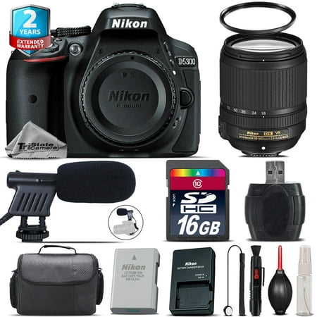 Nikon D5300 DSLR Camera + AFS 18-140mm VR + Shoutgun Mic + UV + Case - 16GB