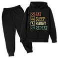 thumbnail image 2 of ZHOGXU Big Boys Girls Outfits 2 Piece Long Sleeve Letter Print Hoodies And Sweatpants Fashion Comfortable Sets For Casual Wear And Outdoor Activities Black 3-4 Years, 2 of 3