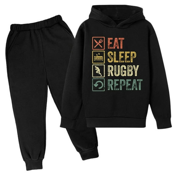 WOYY Toddler Boys Sports Outfits Football Hoodie Sweatpants Set Unisex Tracksuit Children's Clothes Sets, Sizes 3-14