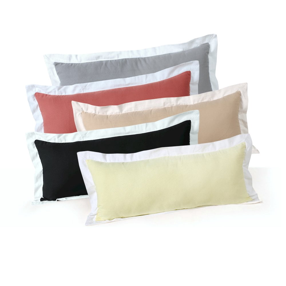 LR Home Ox Bay Hand-Woven Pink/White Bordered All-Natural Cotton Pillow Cover