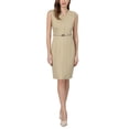 thumbnail image 2 of INSPIRE CHIC Women's Sleeveless 2026 Funeral Dress V-Neck Office Sheath Dresses with Belt XL Khaki, 2 of 5