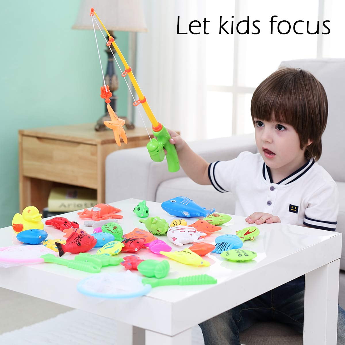 40 PCS Magnetic Fishing Toys Game Set for Kids Water Table Bathtub kiddie  Pool Party with Pole Rod Net, Plastic Floating Fish - Toddler Learning all  Size Color Ocean Sea Animals age