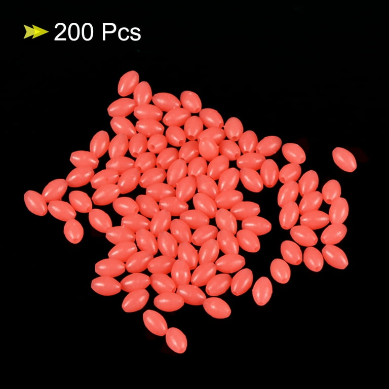 Uxcell 5x3.4mm Oval Soft Plastic Luminous Glow Fishing Beads Tackle Tool Red  200 Pieces 