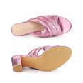 thumbnail image 4 of BLISSFUL STEP Women's Shoes Strap Slip on Block Heel Slide Sandals Hot Pink 5.5, 4 of 7