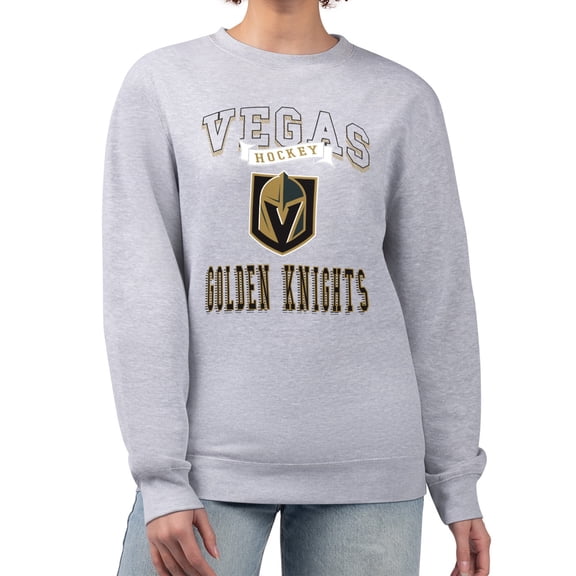 Women's G-III 4Her by Carl Banks Heather Gray Vegas Golden Knights Team Logo Tri-Blend Fleece Pullover Sweatshirt