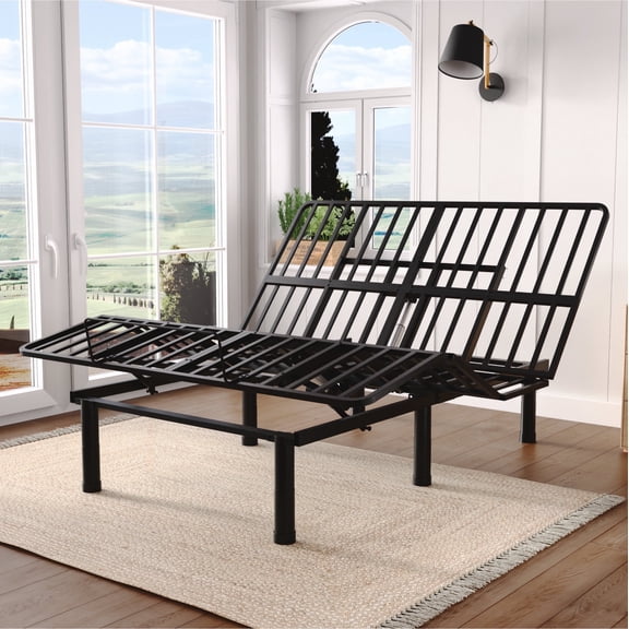 SunsGrove Queen Size Adjustable Bed Frame with Wired Remote, Independent Head and Foot Incline, Electric Bed Frame Base, Adjustable Leg Heights and Easy Assembly
