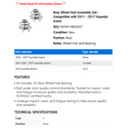 thumbnail image 2 of Rear Wheel Hub Assembly Set - Compatible with 2011 - 2017 Hyundai Azera 2012 2013 2014 2015 2016, 2 of 2
