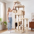 thumbnail image 6 of Globlazer 83" Heavy Duty Cat Tree for Large Cats, MultiLevel Cat Tower Condo with 7 Scratching Posts, Beige, 6 of 8