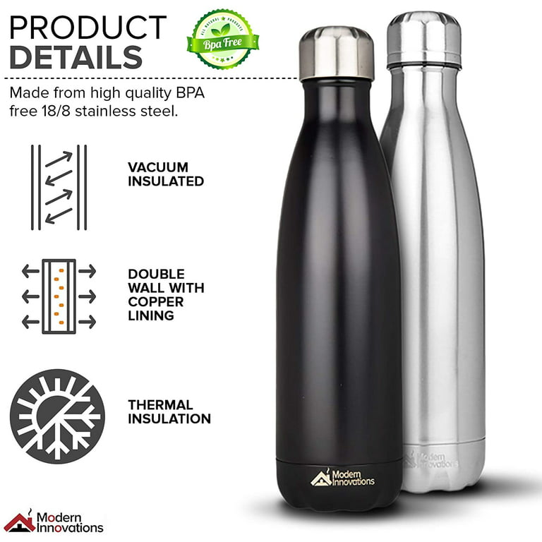  HASLE OUTFITTERS 17oz Stainless Steel Water Bottles, Vacuum  Insulated Water Bottles Double Walled Reusable Metal Sports Water Bottles  Keep Drinks Hot and Cold, Stainless, 1Pack: Home & Kitchen