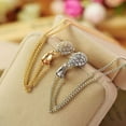 thumbnail image 3 of Women's Fashion Shiny Rhinestone Waterdrop Pendant Long Chain Sweater Necklace, 3 of 6