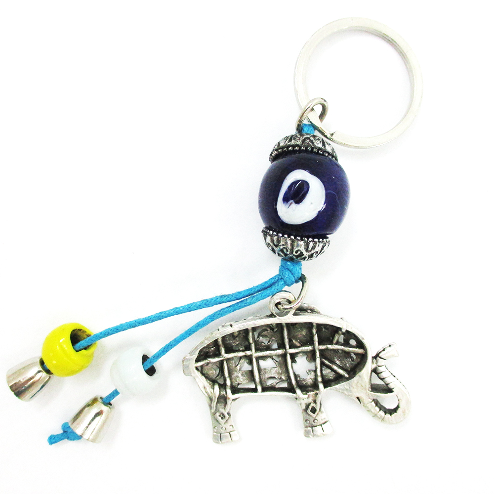 AllTopBargains Hamsa Hand Keychain Lucky Evil Eye Nazar Mati Charm Amulet Kabbalah Protection, Adult Unisex, Blue