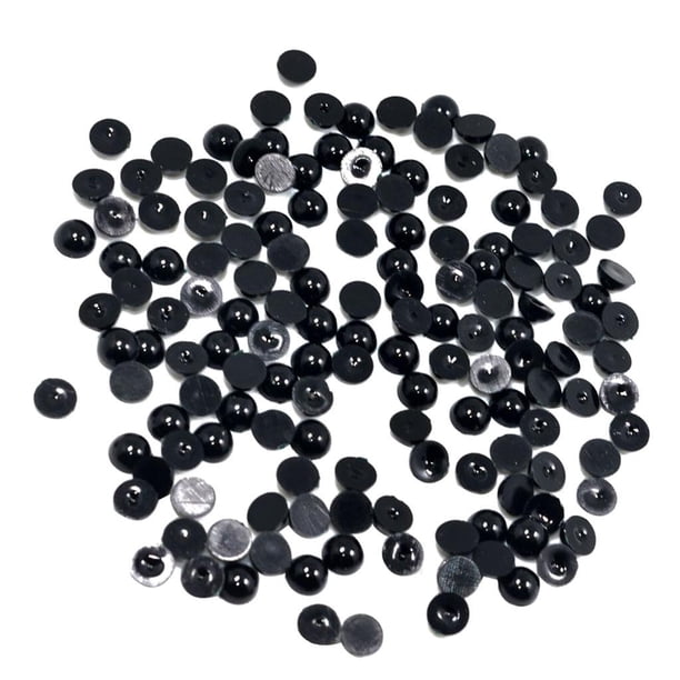 Cabujones negros planos de tamaño variado, perlas semiredondas para decoración de bodas 8 mm