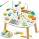thumbnail image 1 of Mesa de actividades de madera con forma de frijol gigante 11 en 1 para niños de 1 año, 1 of 7