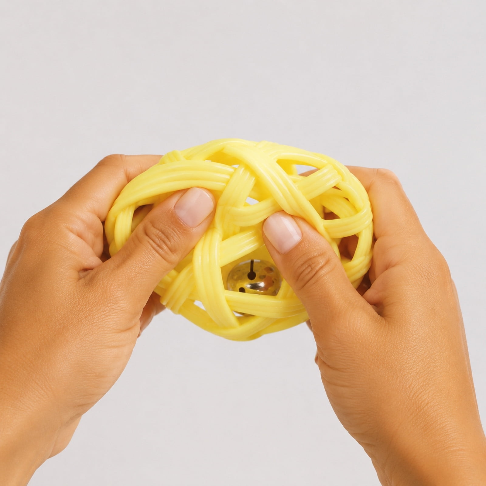 Durable Rubber Dog Chew Ball Indestructible Teeth Cleaning Squeaky Toy for All Breeds Relieve Boredom Anxiety Pet Play Ball Yellow