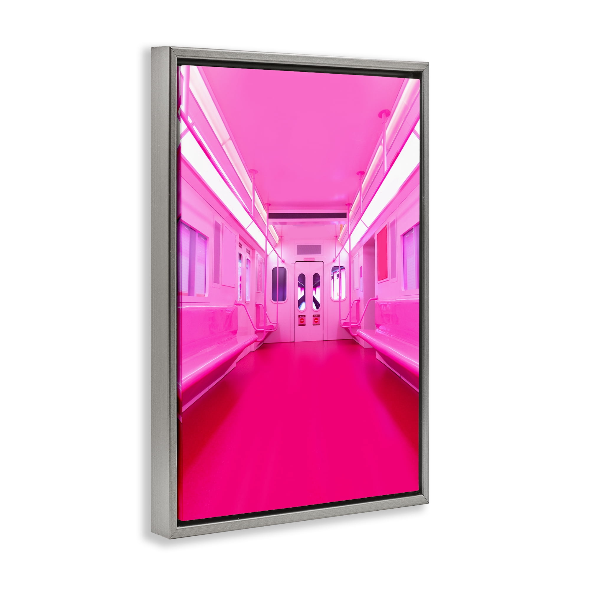 Futuristic Pink Tone Subway Gray Framed Floater Canvas Wall Art, design by LISH Creative