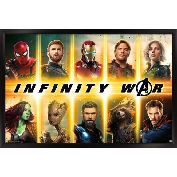 Marvel Cinematic Universe - Avengers - Infinity War - Group Wall Poster, 14.725" x 22.375", Framed