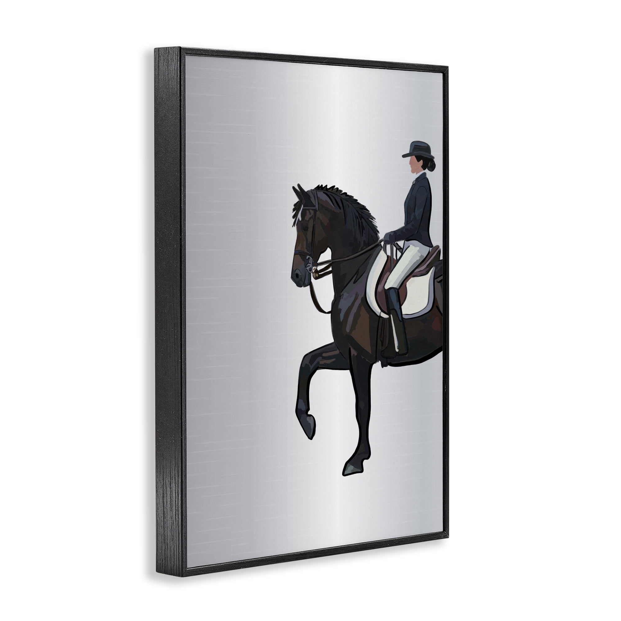 Stupell Industries Equestrian Jockey & Horse Animals & Insects Painting Black Framed Art Print Wall Art, 16 x 24