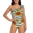thumbnail image 2 of Yiaed Cute Sunflowers Print Women One Piece Swimsuits Tummy Control One Shoulder Bathing Suits Pattern Ruffle Swimwear-XX-Large, 2 of 8