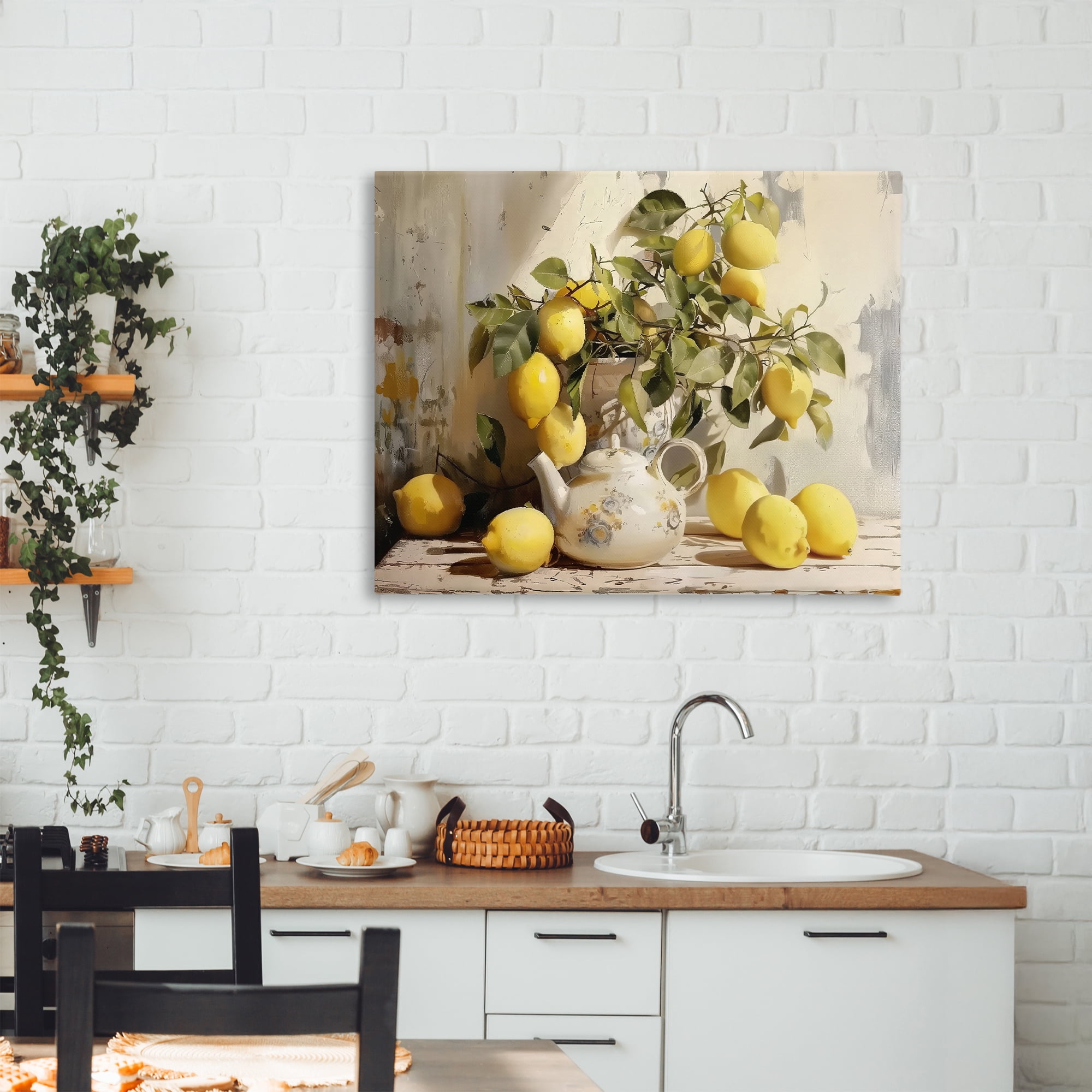 Stupell Industries Lemon Still Life with Teapot Canvas Wall Art, design by LSR Design Studio