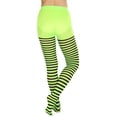 thumbnail image 2 of ToBeInStyle Women's Nylon Horizontal Striped Opaque Tights - Black/Lime - One Size, 2 of 5