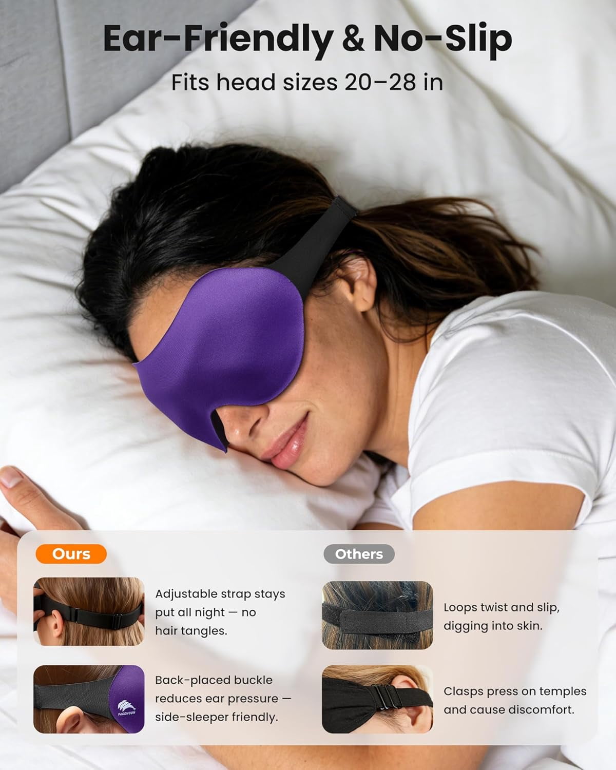 Eye Mask Sleep, Weighted Blackout Mask with Zero Eye Pressure, 3D Contoured Design, Soft Comfortable Fabric, Stable Wraparound Strap for Night Sleep, Travel, Meditation, for Women and Men