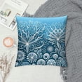 thumbnail image 2 of Acheng  Decorative Throw Pillow Case Modern Aqua Turquoise Coral and Starfish Coastal Nautical Indoor Outdoor Cushion Cover White, 2 of 5
