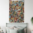thumbnail image 4 of Doodle Tapestry, Cinema Items Combined in an Abstract Style Popcorn Movie Reel The End Theatre Masks, Wall Hanging for Bedroom Living Room Dorm Decor, 40W X 60L Inches, Multicolor, by Ambesonne, 4 of 5