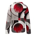 thumbnail image 4 of Women Multiple Color Fashion Flowy Nature Reverse Printing Long Sleeve Polyester Top Blouse Shirt(Red,S), 4 of 4