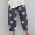 thumbnail image 2 of VEKDONE Womens Cotton Linen Pants Print Long Pants Blue L, 2 of 5