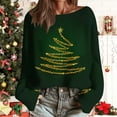 thumbnail image 2 of Women’s Floral Printed Christmas Sweater Long Sleeve Crewneck Oversized Knit Pullover Loose Casual Top with Cute Xmas Tree Design for Cozy Holiday and Fall Wear, 2 of 5